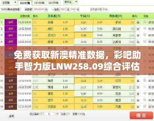 免费获取新澳精准数据，彩吧助手智力版LNW258.09综合评估解析