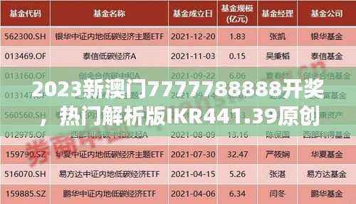 2023新澳门7777788888开奖,热门解析版IKR441.39原创揭晓