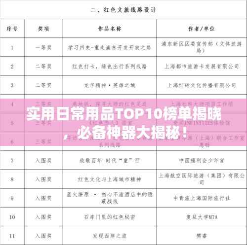实用日常用品TOP10榜单揭晓，必备神器大揭秘！